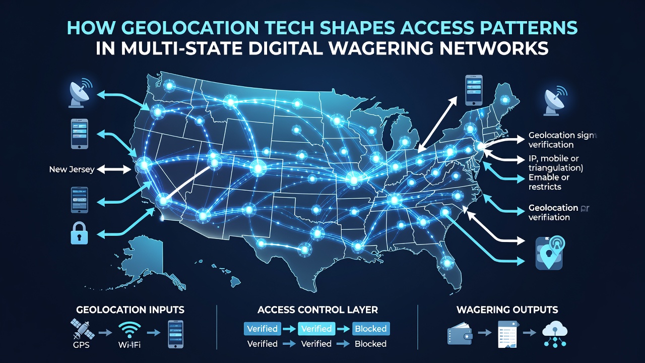 Map overlay displaying verified wagering zones across several U.S. states with highlighted border access zones