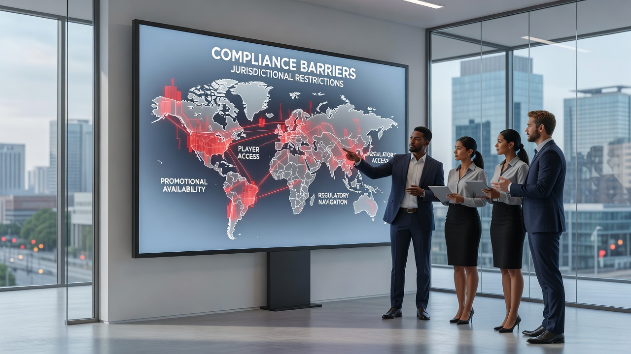Global regulatory compliance map highlighting promotional restrictions in gaming jurisdictions during mid-2026