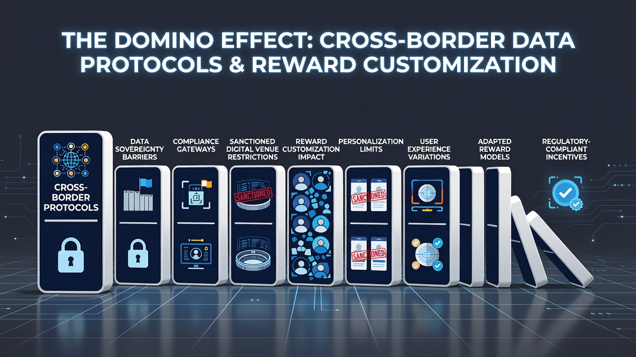 Digital venue interface displaying customized reward options shaped by data protocol compliance